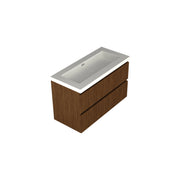 Dutchline Badmeubel Onderkast - Line Walnoot - 100X46Cm - 2 Lades - 1 Uitsparing
