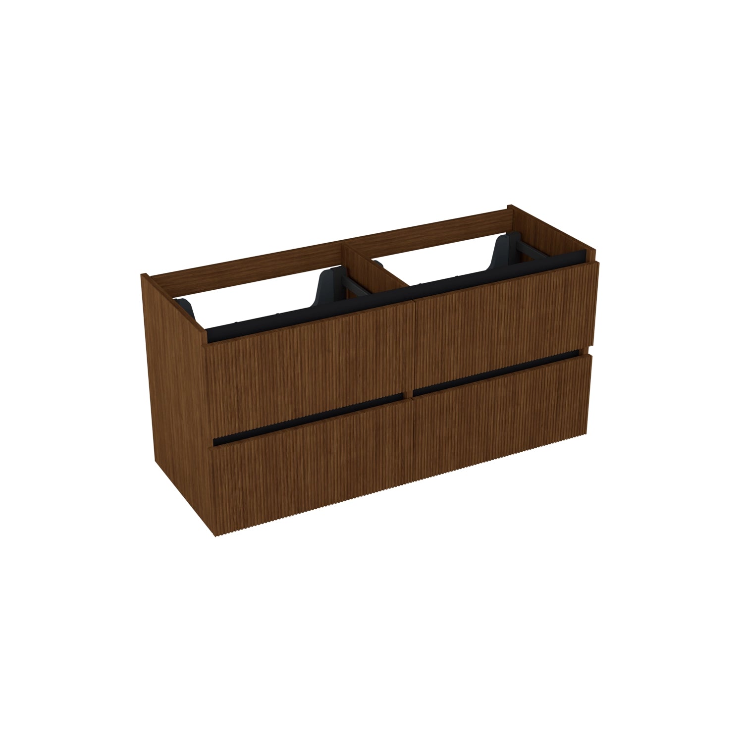 Dutchline Badmeubel Onderkast - Line Walnoot - 120X46Cm - 4 Lades - 2 Uitsparingen