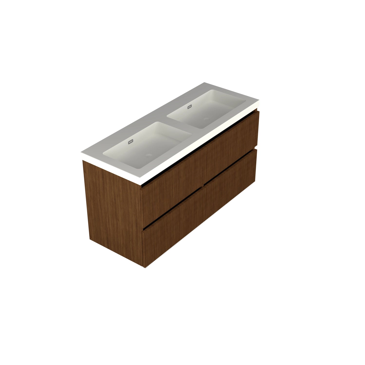 Dutchline Badmeubel Onderkast - Line Walnoot - 120X46Cm - 4 Lades - 2 Uitsparingen