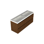 Dutchline Badmeubel Onderkast - Line Walnoot - 140X46Cm - 4 Lades - 2 Uitsparingen