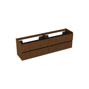 Dutchline Badmeubel Onderkast - Line Walnoot - 200X46Cm - 4 Lades - 2 Uitsparingen