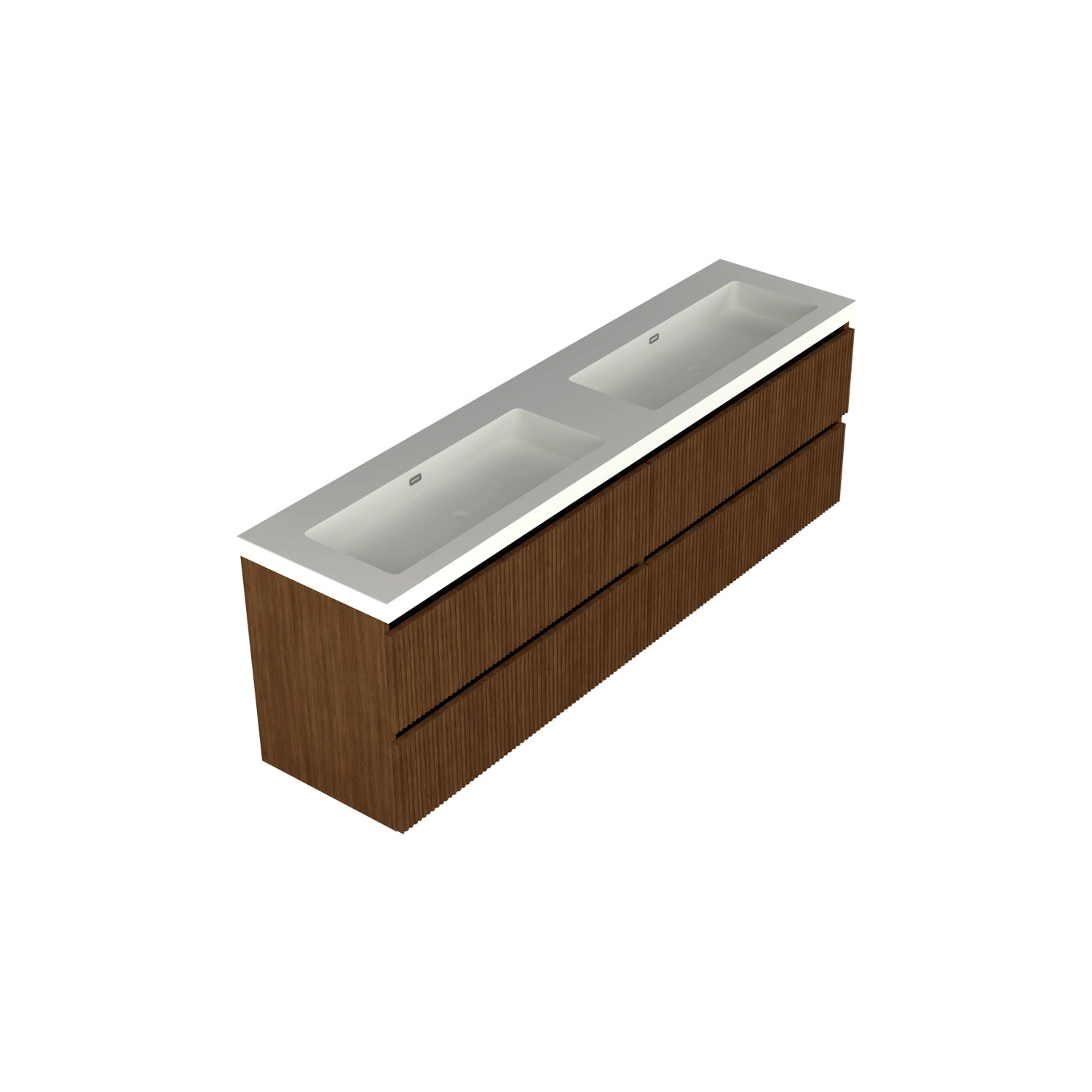 Dutchline Badmeubel Onderkast - Line Walnoot - 200X46Cm - 4 Lades - 2 Uitsparingen