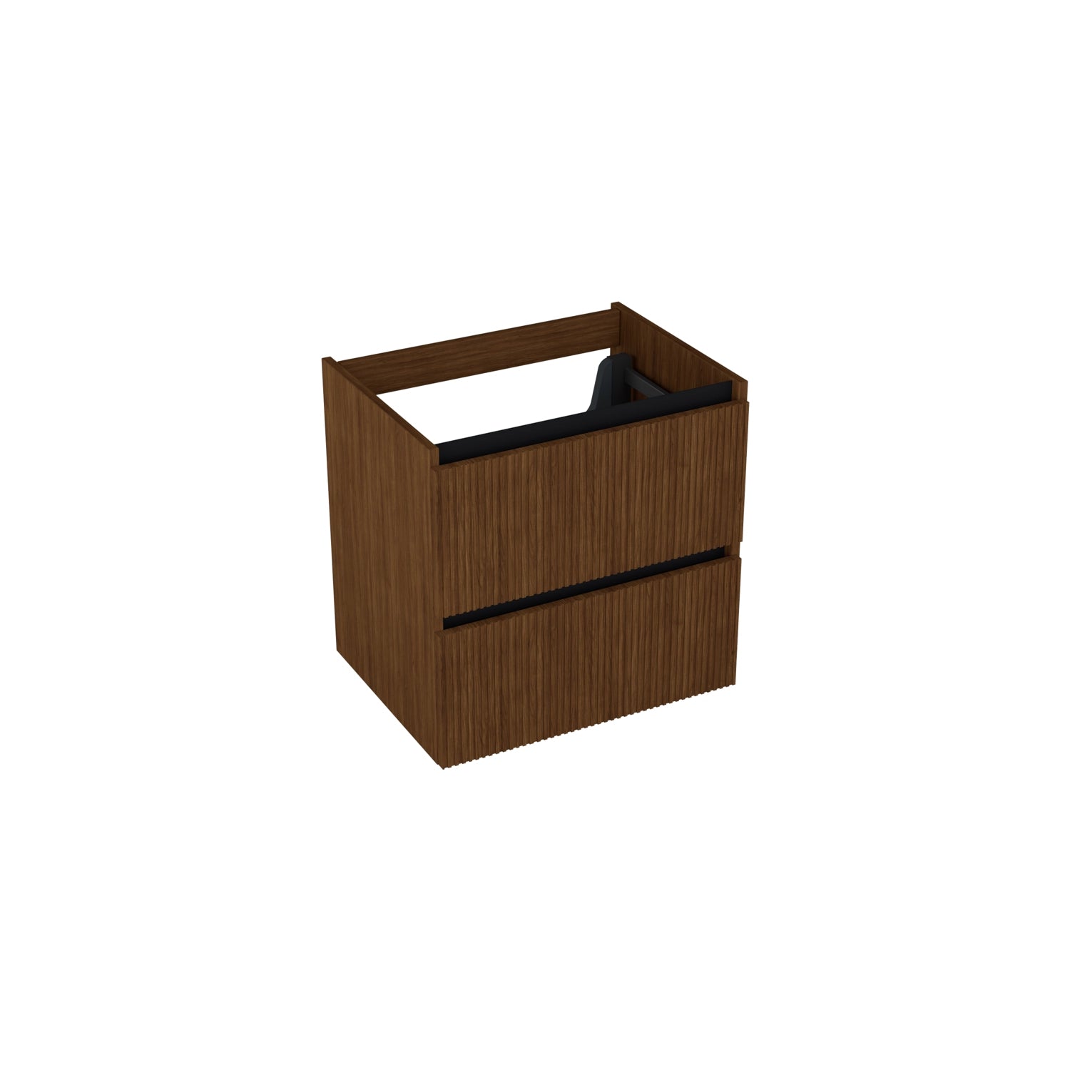Dutchline Badmeubel Onderkast - Line Walnoot - 60X46Cm - 2 Lades - 1 Uitsparing