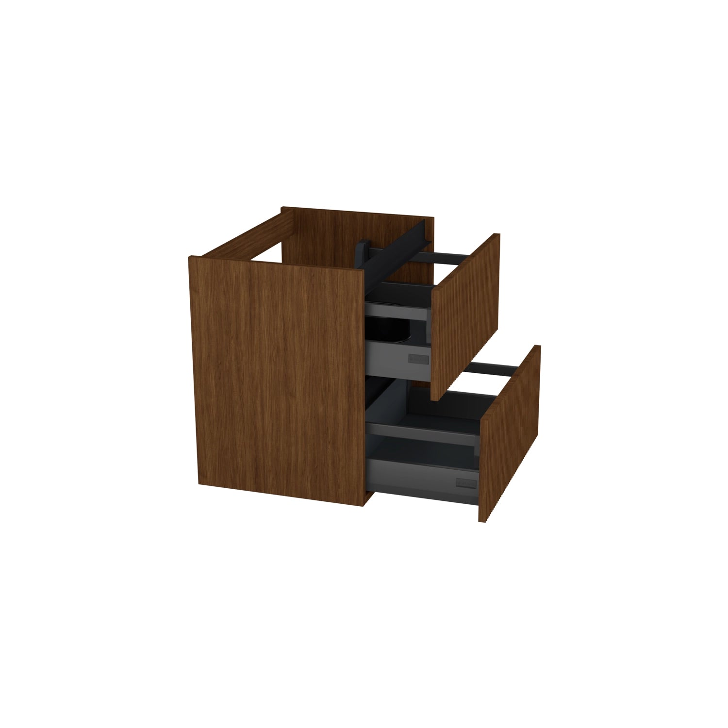 Dutchline Badmeubel Onderkast - Line Walnoot - 60X46Cm - 2 Lades - 1 Uitsparing