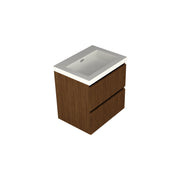 Dutchline Badmeubel Onderkast - Line Walnoot - 60X46Cm - 2 Lades - 1 Uitsparing