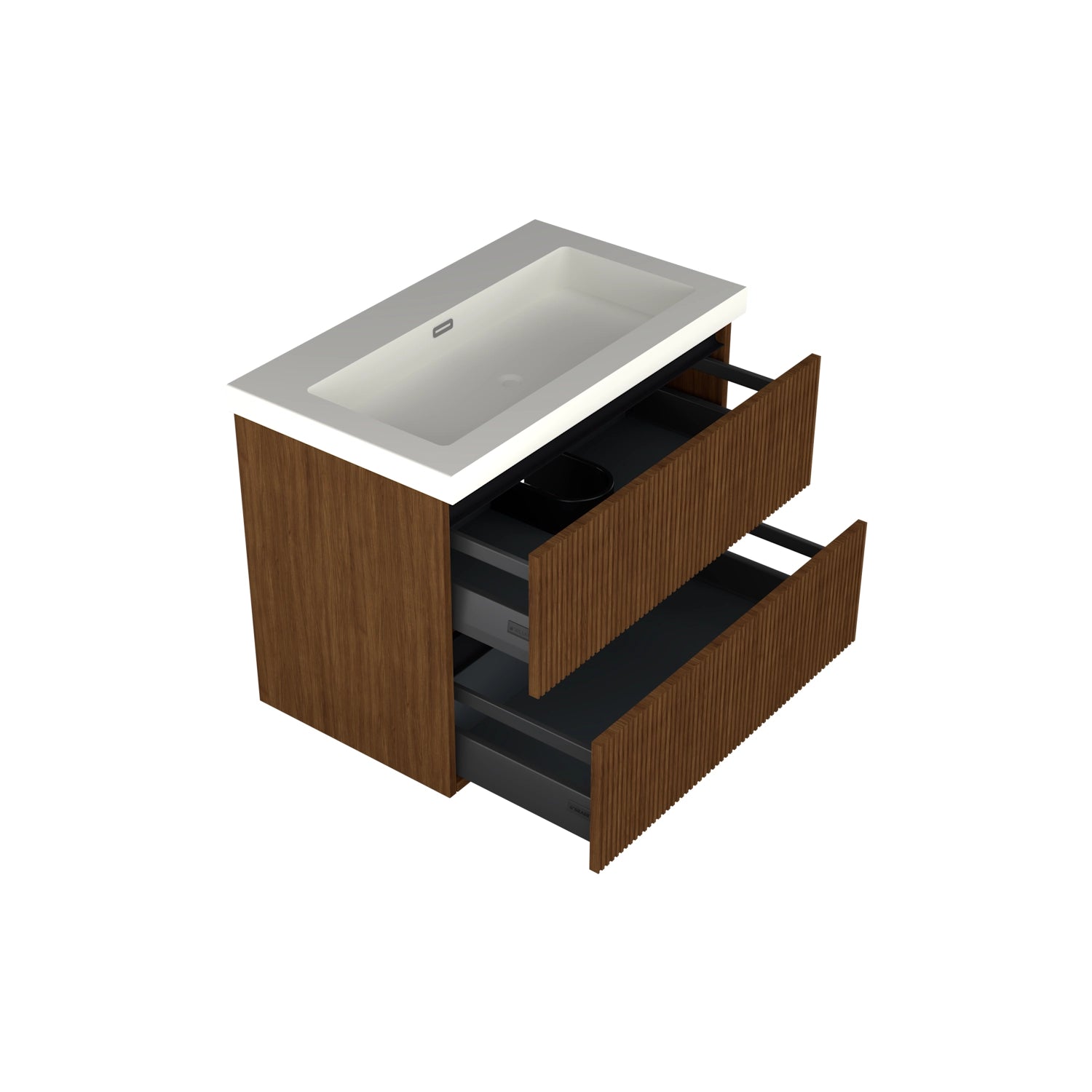 Dutchline Badmeubel Onderkast - Line Walnoot - 80X46Cm - 2 Lades - 1 Uitsparing