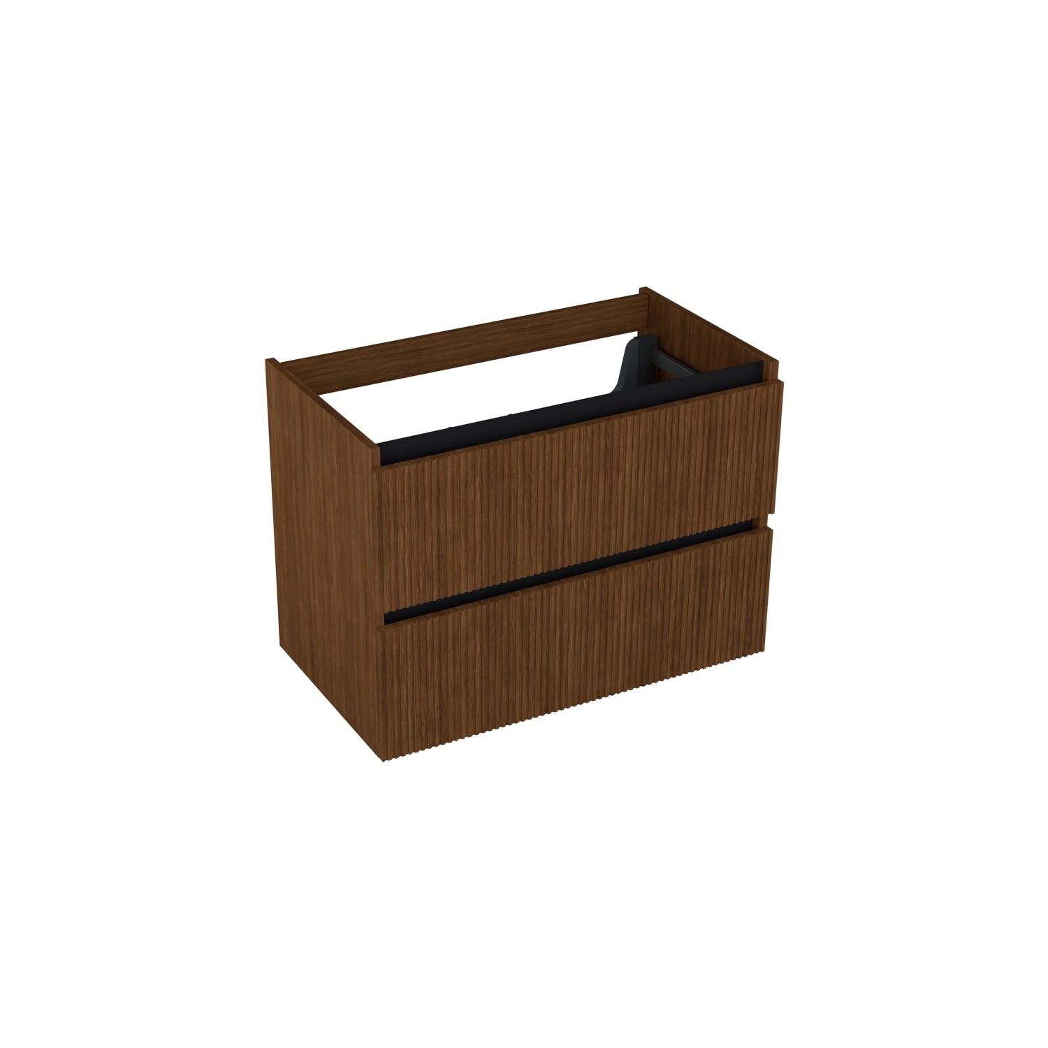 Dutchline Badmeubel Onderkast - Line Walnoot - 80X46Cm - 2 Lades - 1 Uitsparing