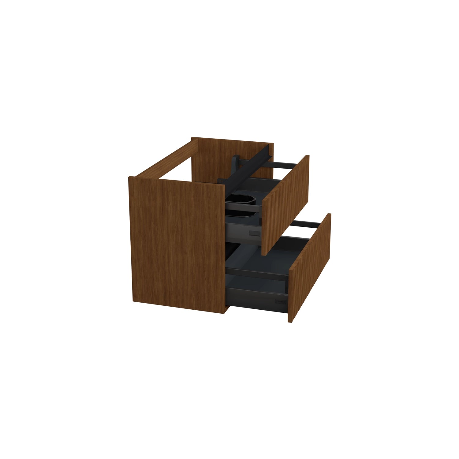 Dutchline Badmeubel Onderkast - Line Walnoot - 80X46Cm - 2 Lades - 1 Uitsparing