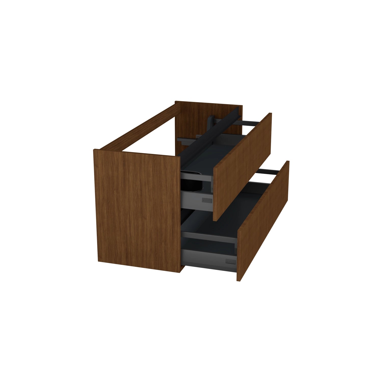 Dutchline Badmeubel Onderkast Links - Line Walnoot - 120X46Cm - 2 Lades - 1 Uitsparing