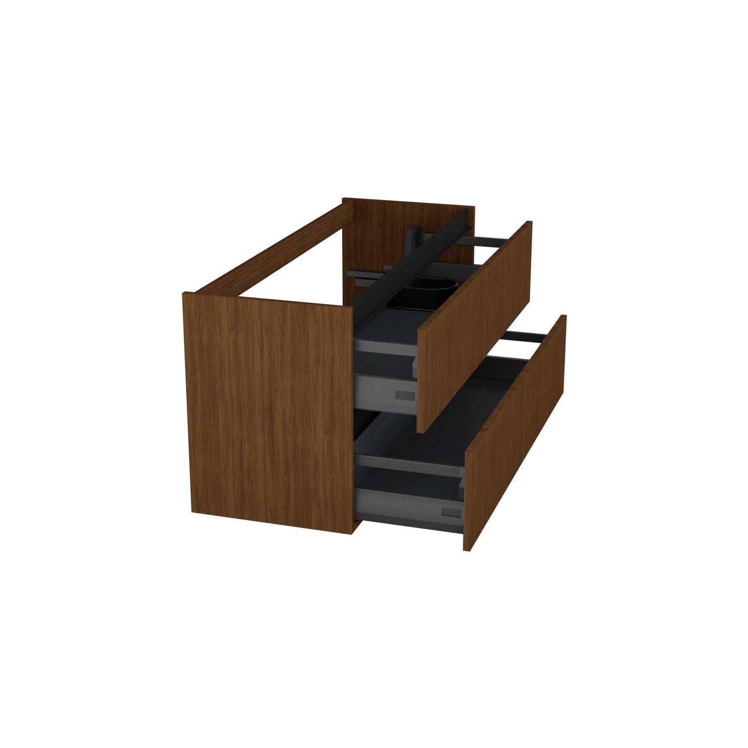 Dutchline Badmeubel Onderkast Rechts - Line Walnoot - 120X46Cm - 2 Lades - 1 Uitsparing