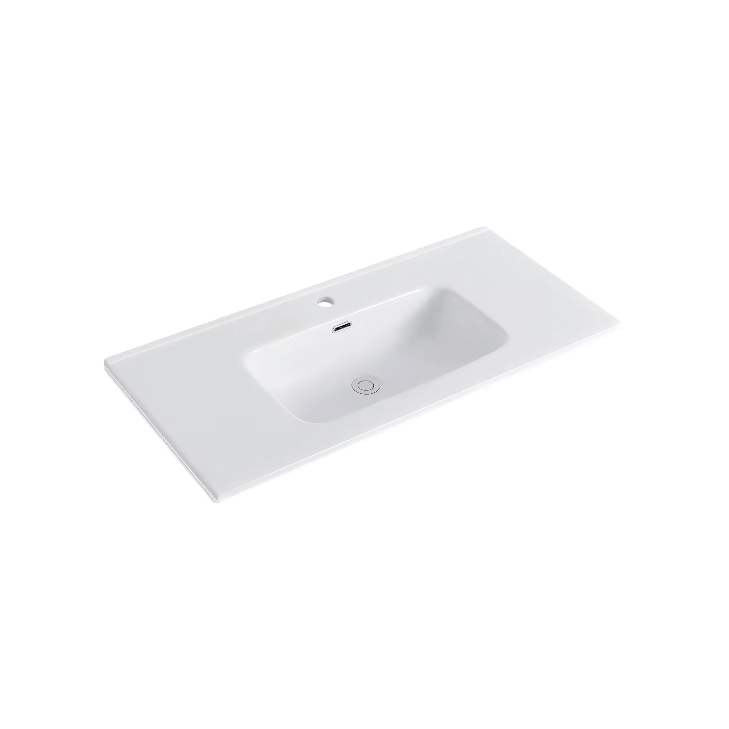 Dutchline - Keramische Wastafel Ovi 100Cm - Glans Wit - 1 Kraangat