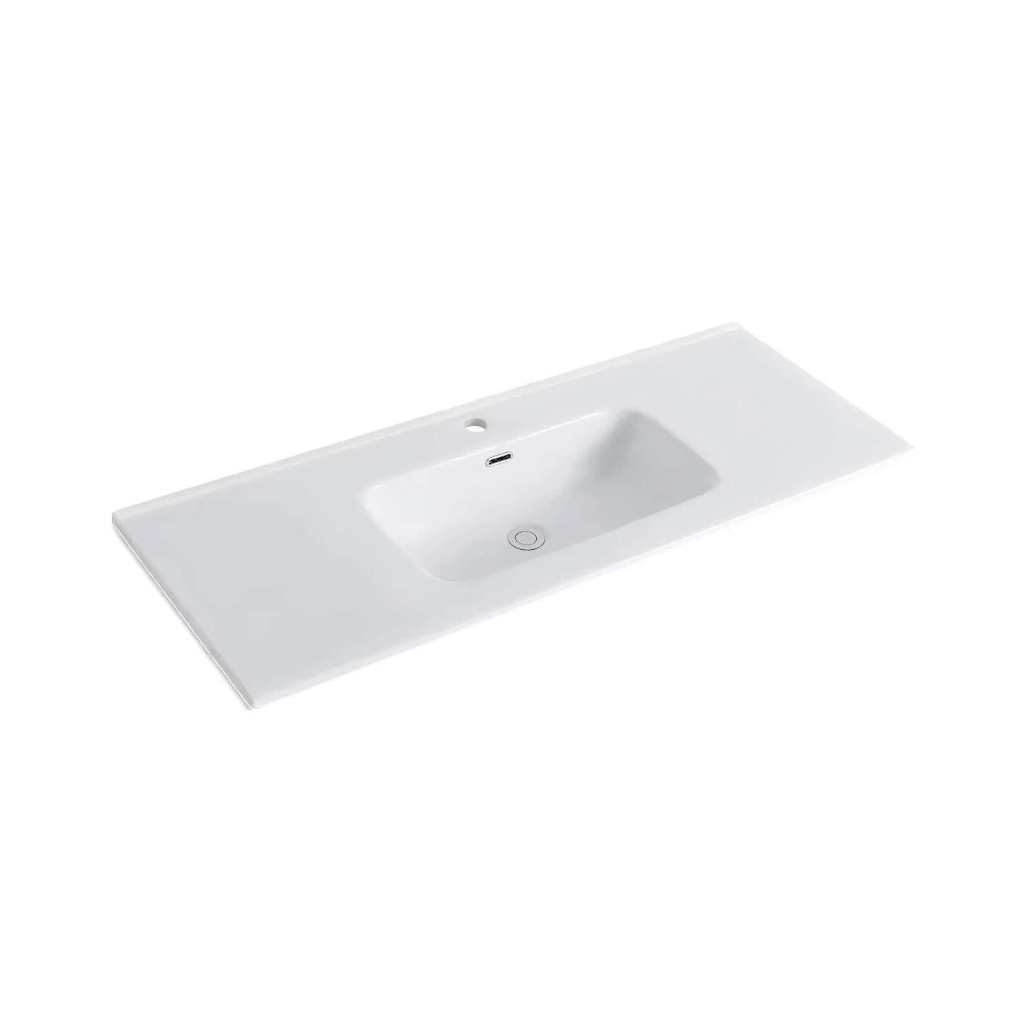 Dutchline - Keramische Wastafel Ovi 120Cm - Glans Wit - 1 Kraangat