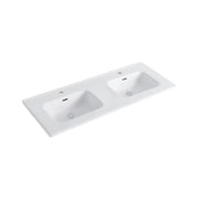 Dutchline - Keramische Wastafel Ovi 120Cm - Glans Wit - 2 Kraangaten - 2 Wasbakken