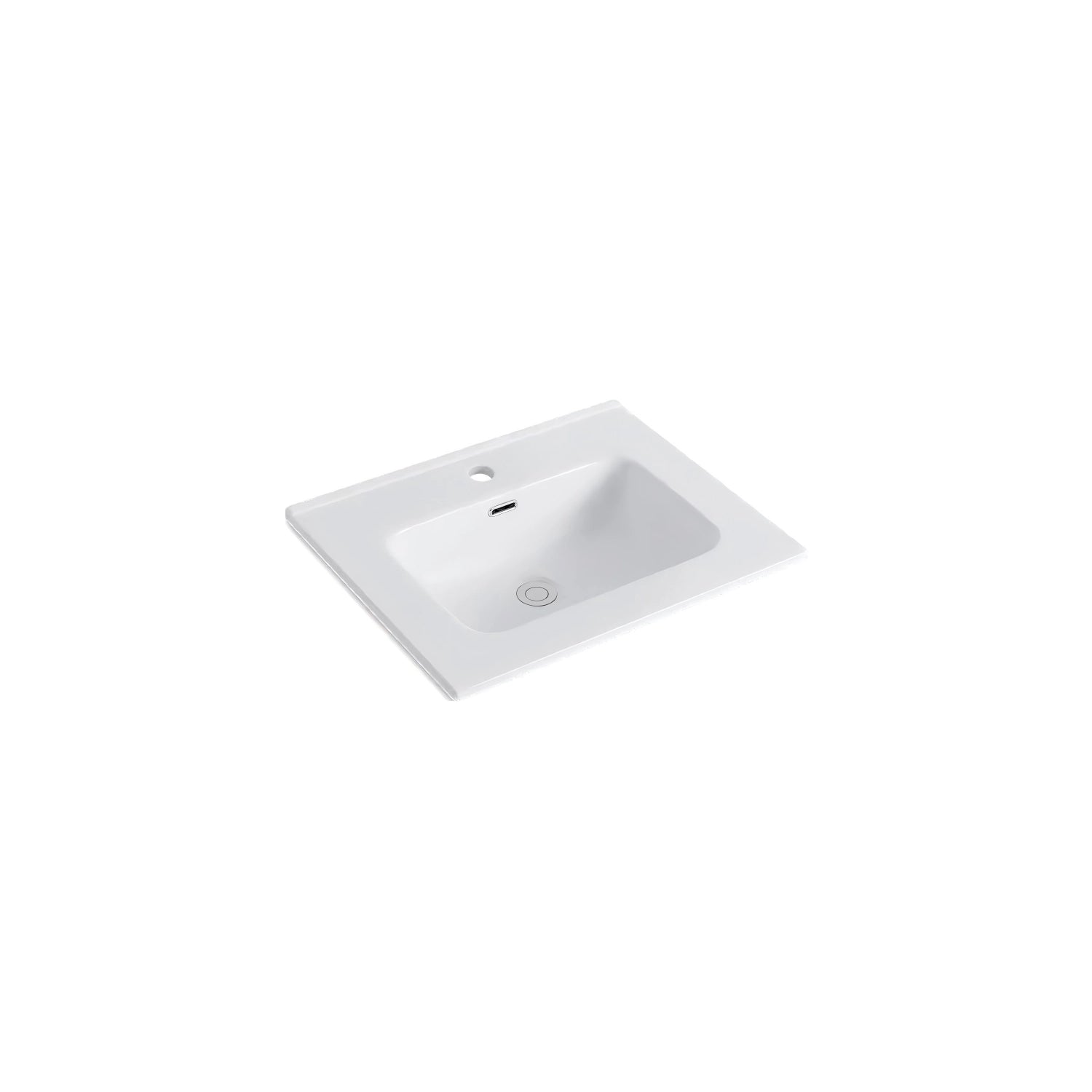 Dutchline - Keramische Wastafel Ovi 60Cm - Glans Wit - 1 Kraangat