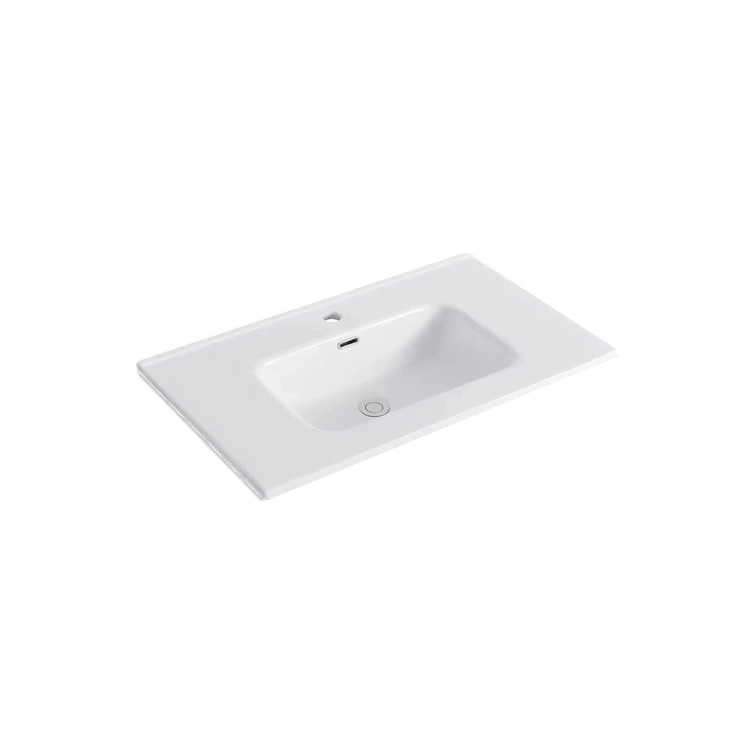 Dutchline - Keramische Wastafel Ovi 80Cm - Glans Wit - 1 Kraangat