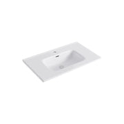 Dutchline - Keramische Wastafel Ovi 80Cm - Glans Wit - 1 Kraangat