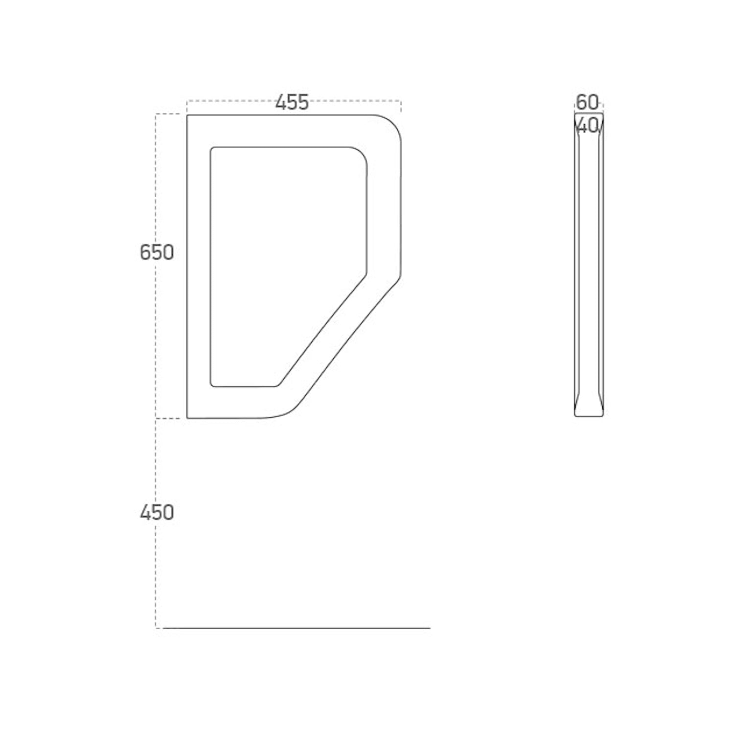 Dutchline - Urinoir Scheidingswand - Glans Wit - 455X650Mm