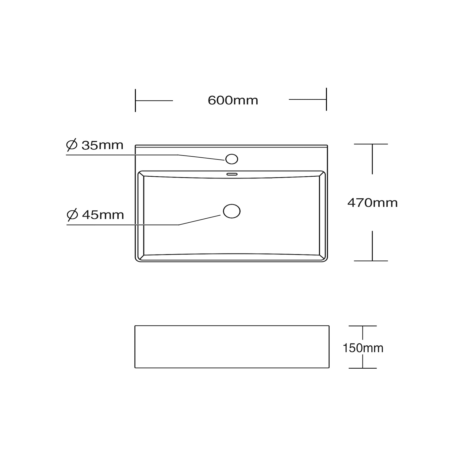 Dutchline - Tight Wastafel 60 - 1 Kraangat