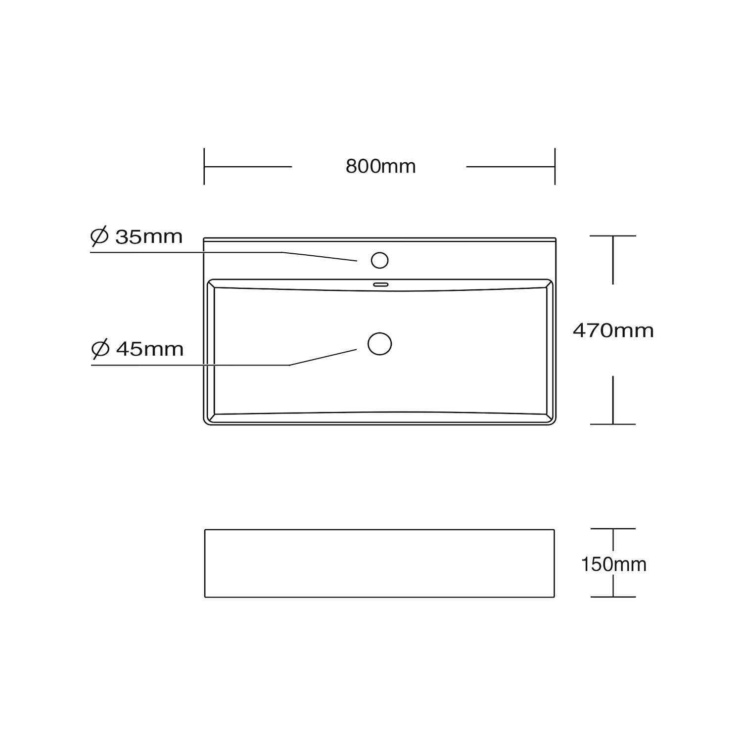 Dutchline - Tight Wastafel 80 - 1 Kraangat