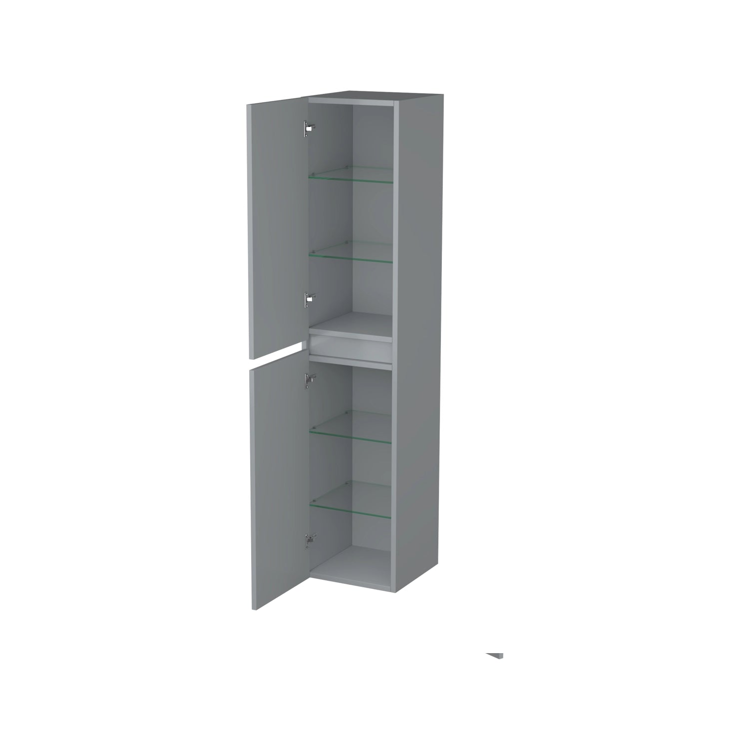 Dutchline Badmeubel Kolomkast - Mat Grijs - 160X35Cm - 2 Deuren