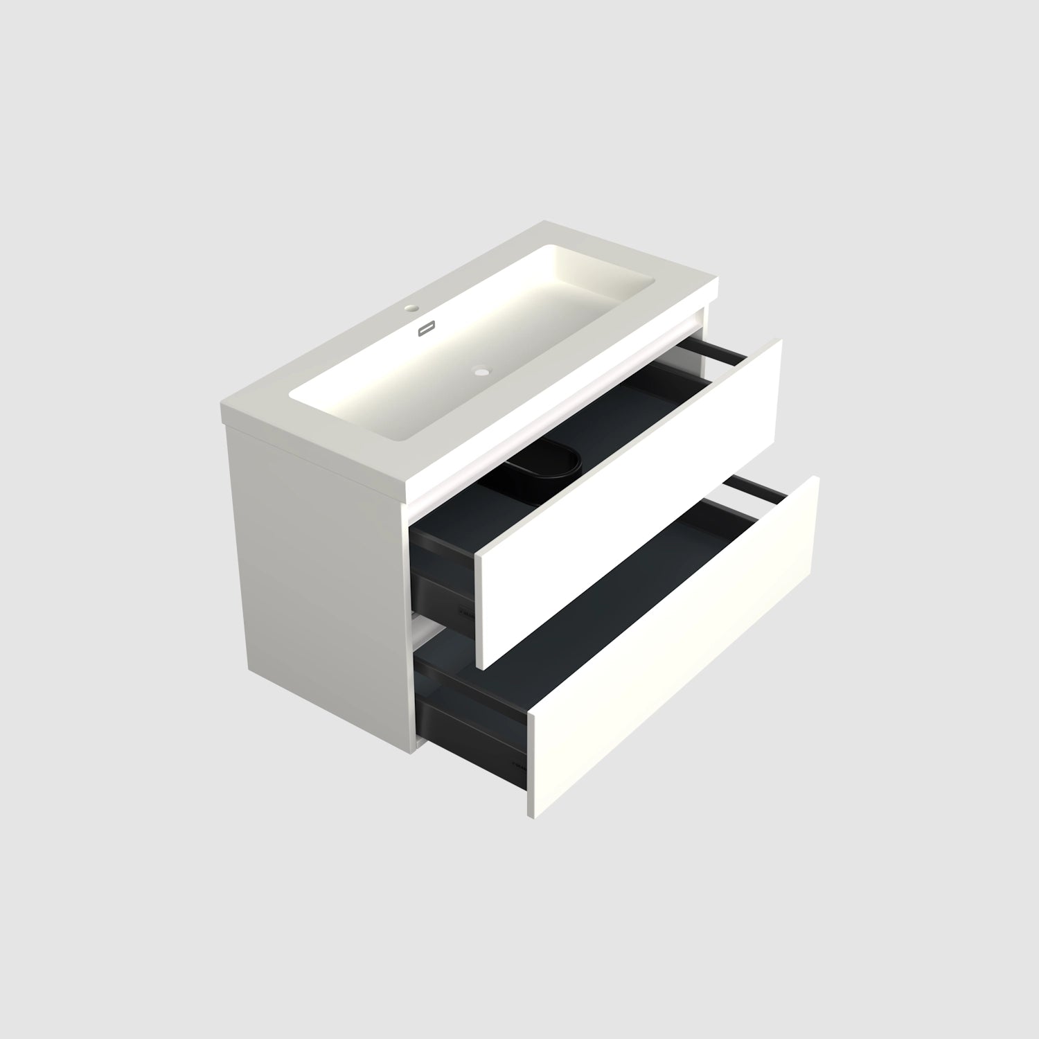 Dutchline Badmeubel Onderkast Glans Wit 100X46Cm 2 Lades 1 Uitsparing