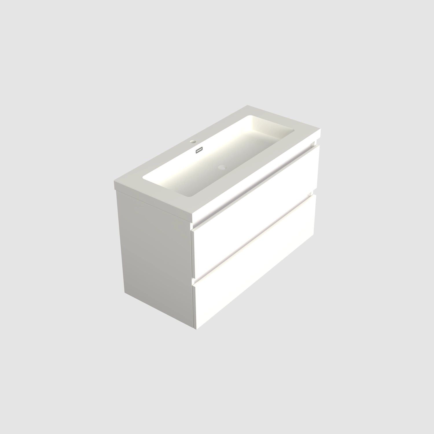 Dutchline Badmeubel Onderkast Glans Wit 100X46Cm 2 Lades 1 Uitsparing