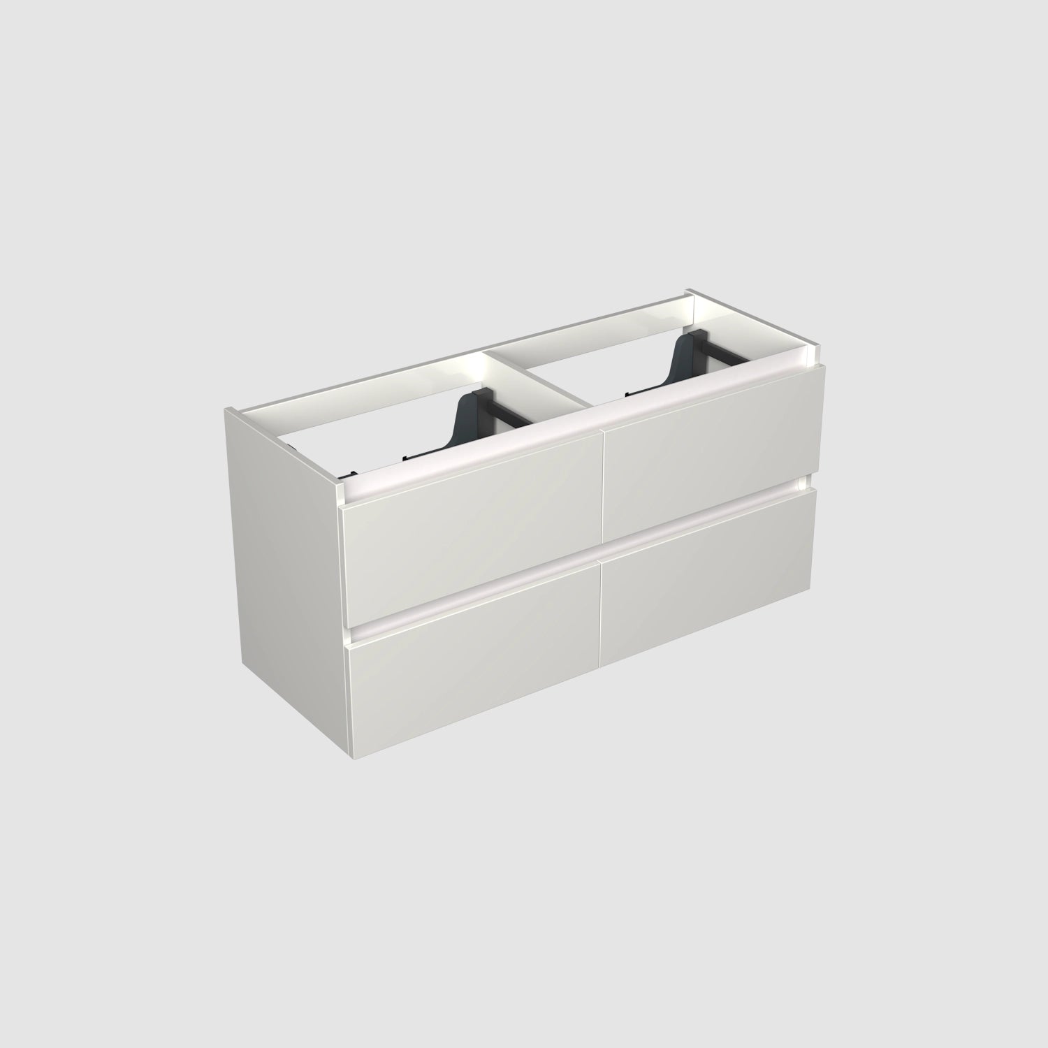 Dutchline Badmeubel Onderkast - Glans Wit - 120X46Cm - 4 Lades - 2 Uitsparingen