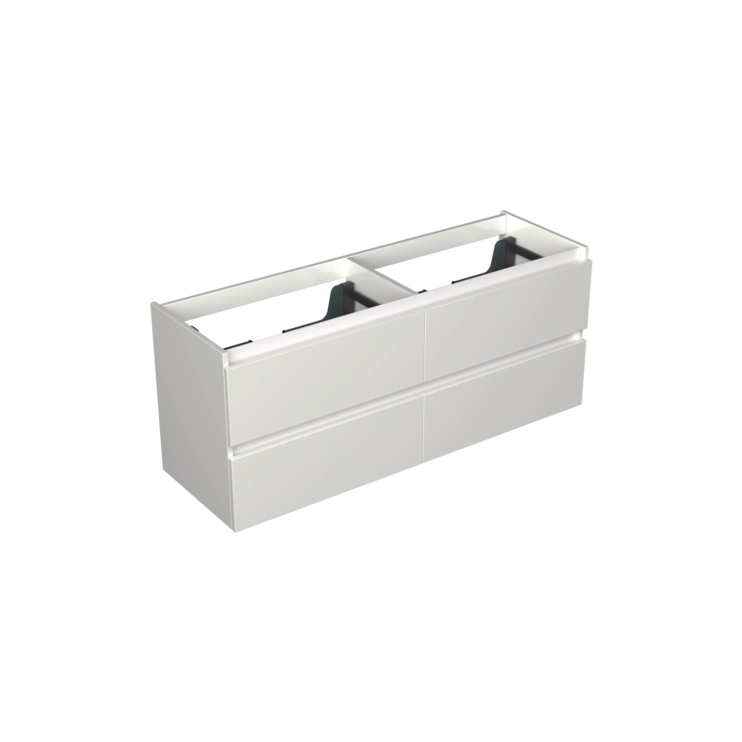 Dutchline Badmeubel Onderkast - Glans Wit - 140X46Cm - 4 Lades - 2 Uitsparingen