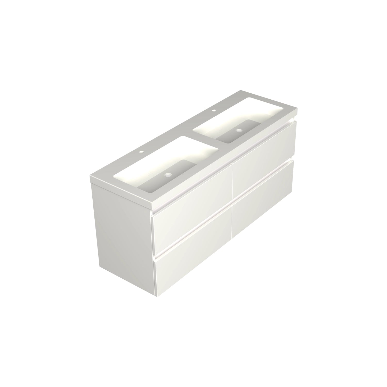 Dutchline Badmeubel Onderkast - Glans Wit - 140X46Cm - 4 Lades - 2 Uitsparingen