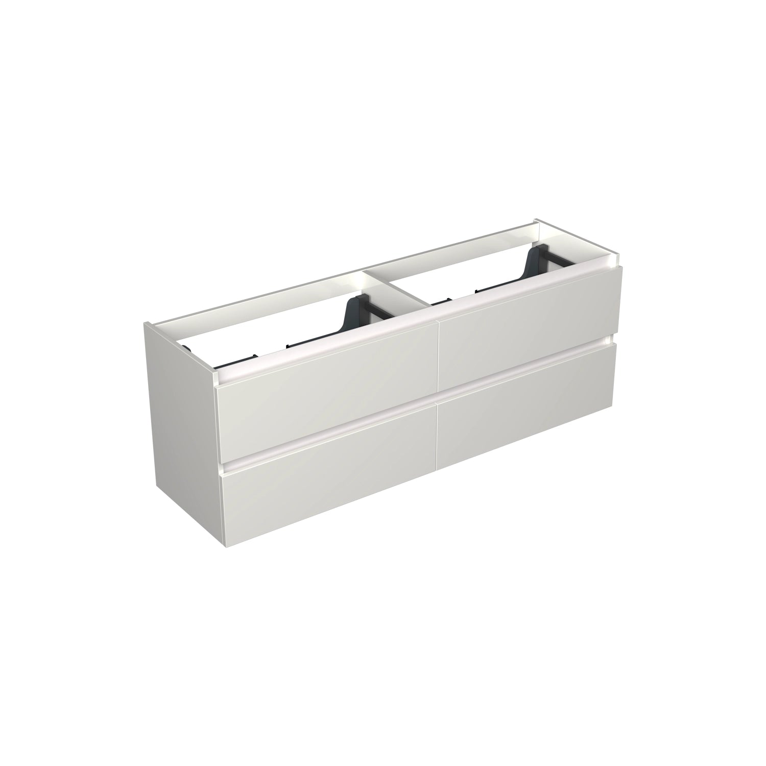 Dutchline Badmeubel Onderkast - Glans Wit - 160X46Cm - 4 Lades - 2 Uitsparingen