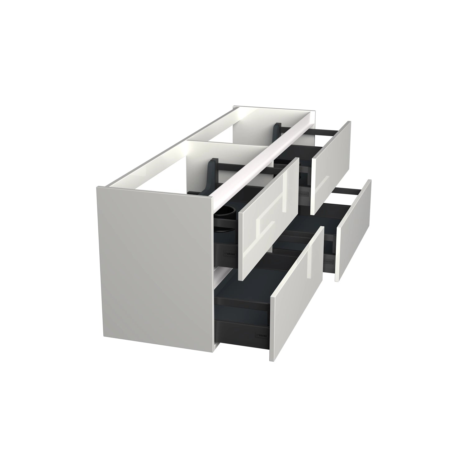 Dutchline Badmeubel Onderkast - Glans Wit - 160X46Cm - 4 Lades - 2 Uitsparingen