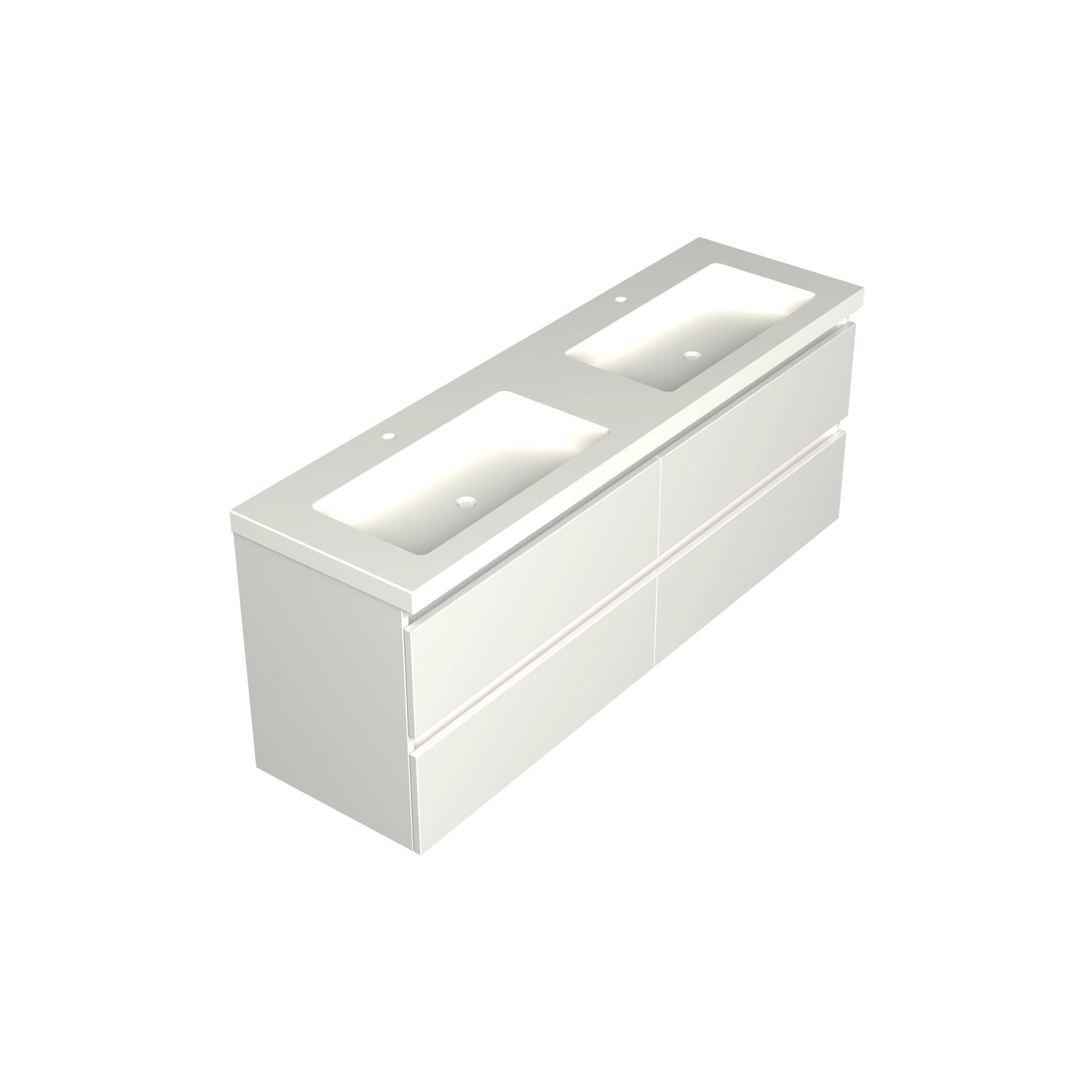 Dutchline Badmeubel Onderkast - Glans Wit - 160X46Cm - 4 Lades - 2 Uitsparingen