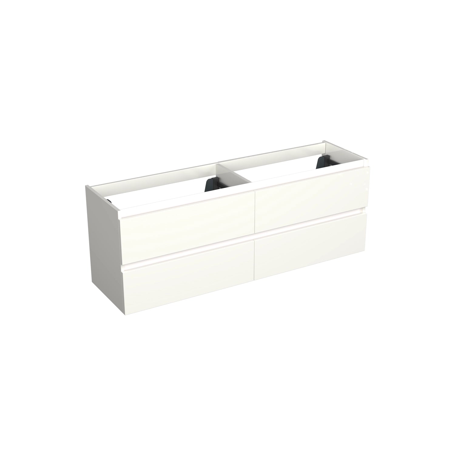 Dutchline Badmeubel Onderkast - Glans Wit - 200X46Cm - 4 Lades - 2 Uitsparingen
