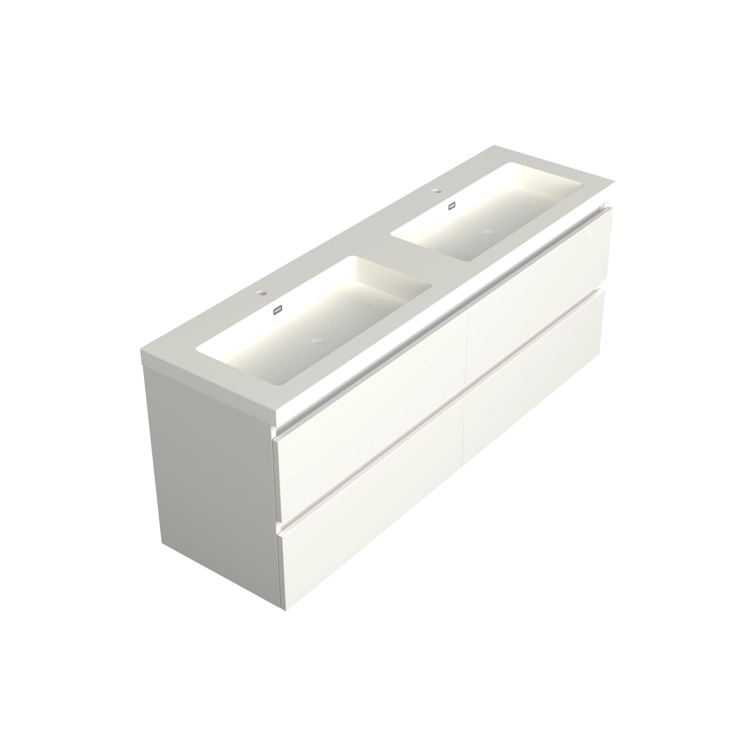 Dutchline Badmeubel Onderkast - Glans Wit - 200X46Cm - 4 Lades - 2 Uitsparingen