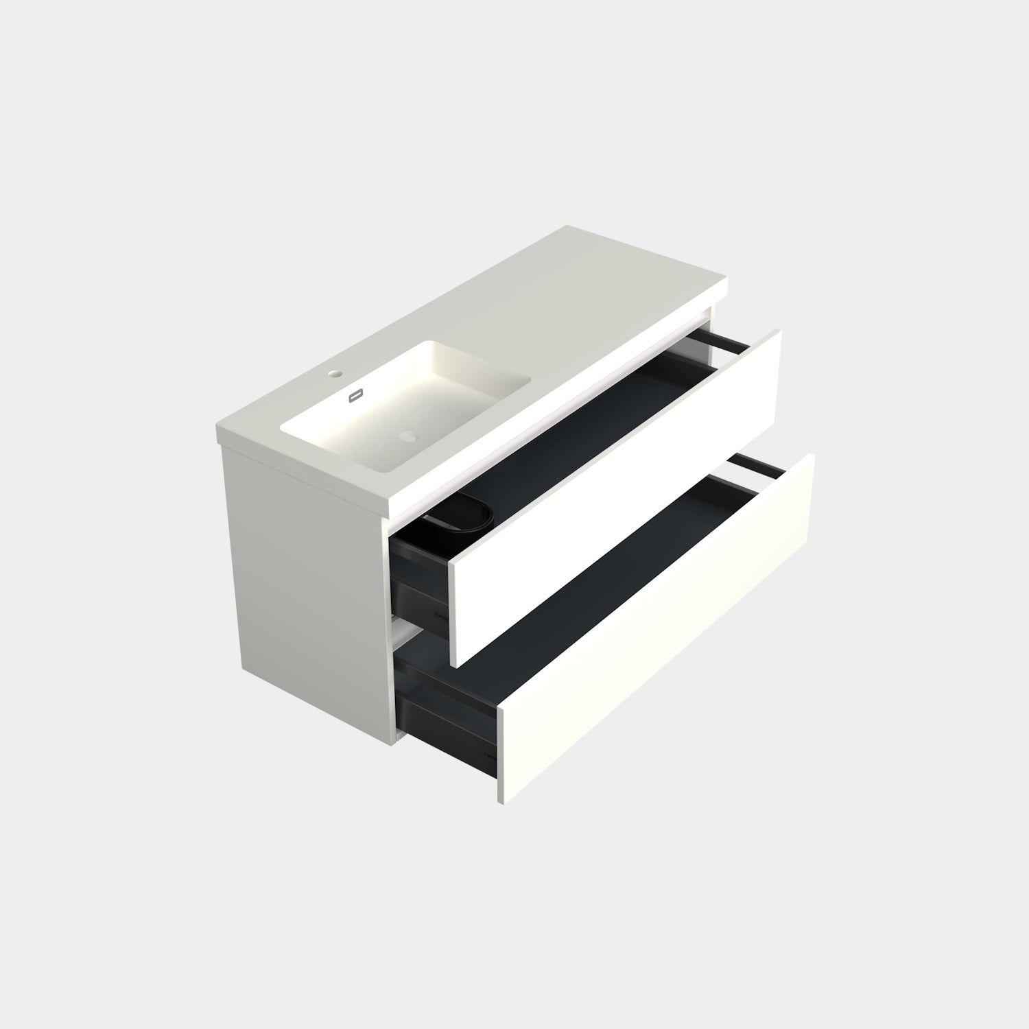 Dutchline Badmeubel Onderkast Links Mat Wit 120X46Cm 2 Lades 1 Uitsparing