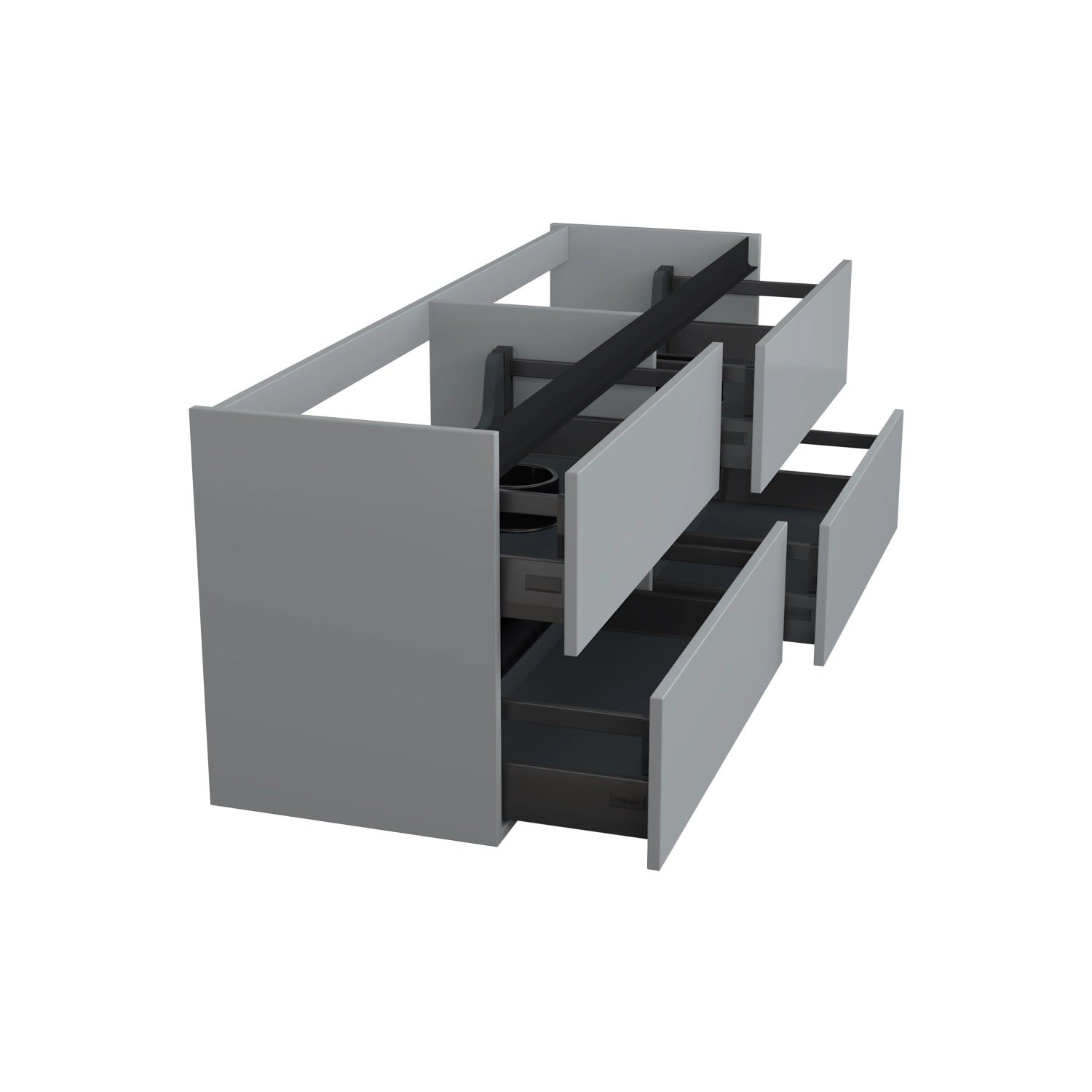 Dutchline Badmeubel Onderkast Mat Grijs 200X46Cm 4 Lades 2 Uitsparingen