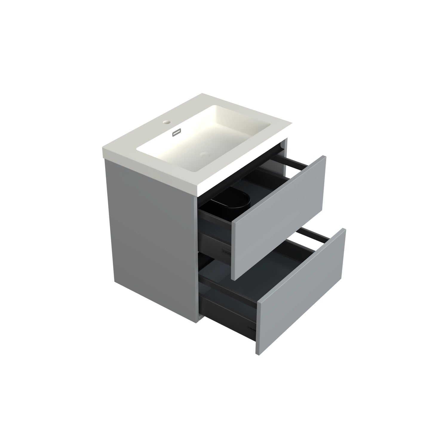 Dutchline Badmeubel Onderkast Mat Grijs 60X46Cm 2 Lades 1 Uitsparing