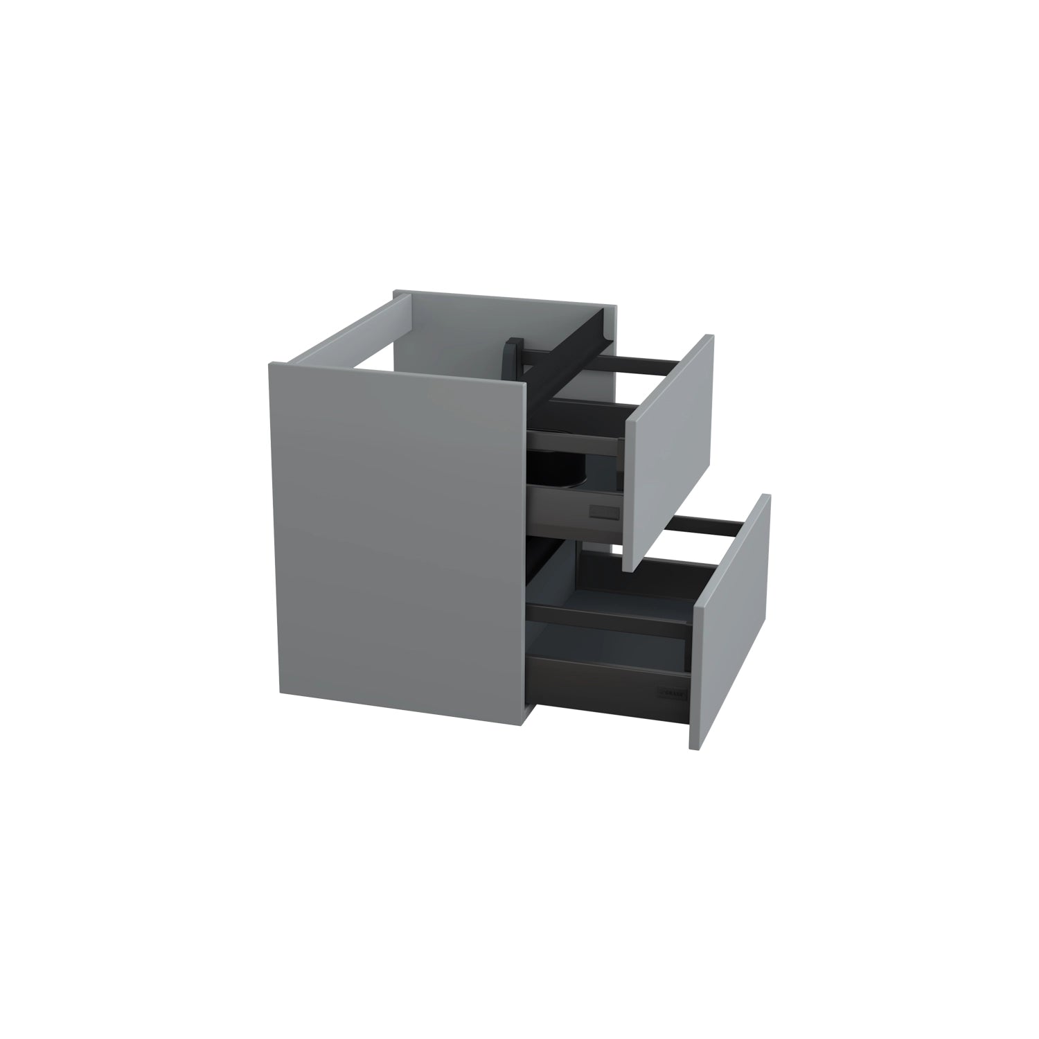 Dutchline Badmeubel Onderkast Mat Grijs 60X46Cm 2 Lades 1 Uitsparing