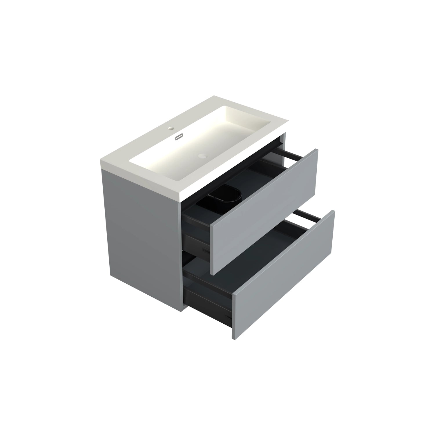 Dutchline Badmeubel Onderkast Mat Grijs 80X46Cm 2 Lades 1 Uitsparing