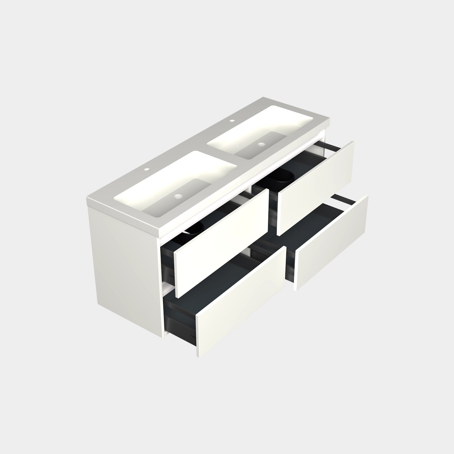 Dutchline Badmeubel Onderkast Mat Wit 140X46Cm 4 Lades 2 Uitsparingen
