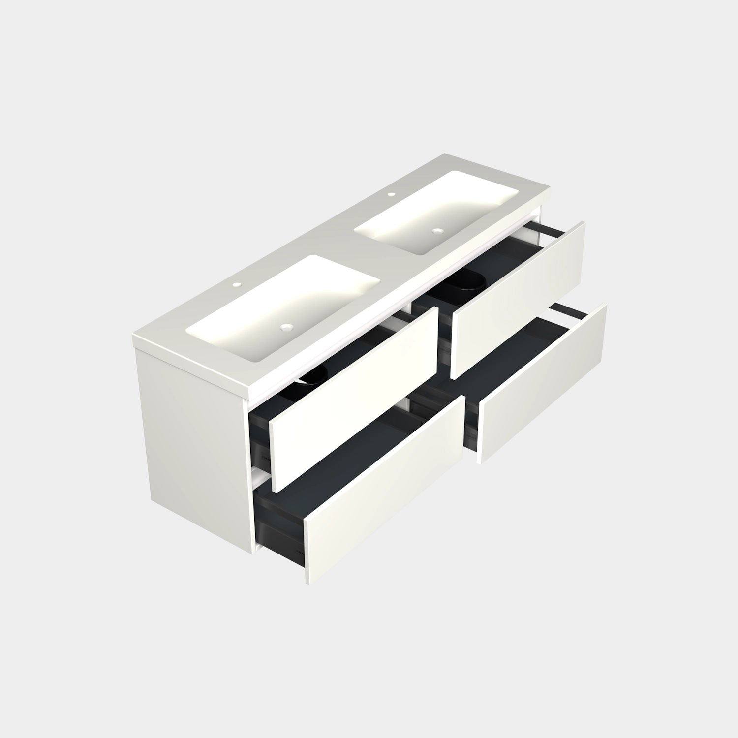 Dutchline Badmeubel Onderkast Mat Wit 160X46Cm 4 Lades 2 Uitsparingen