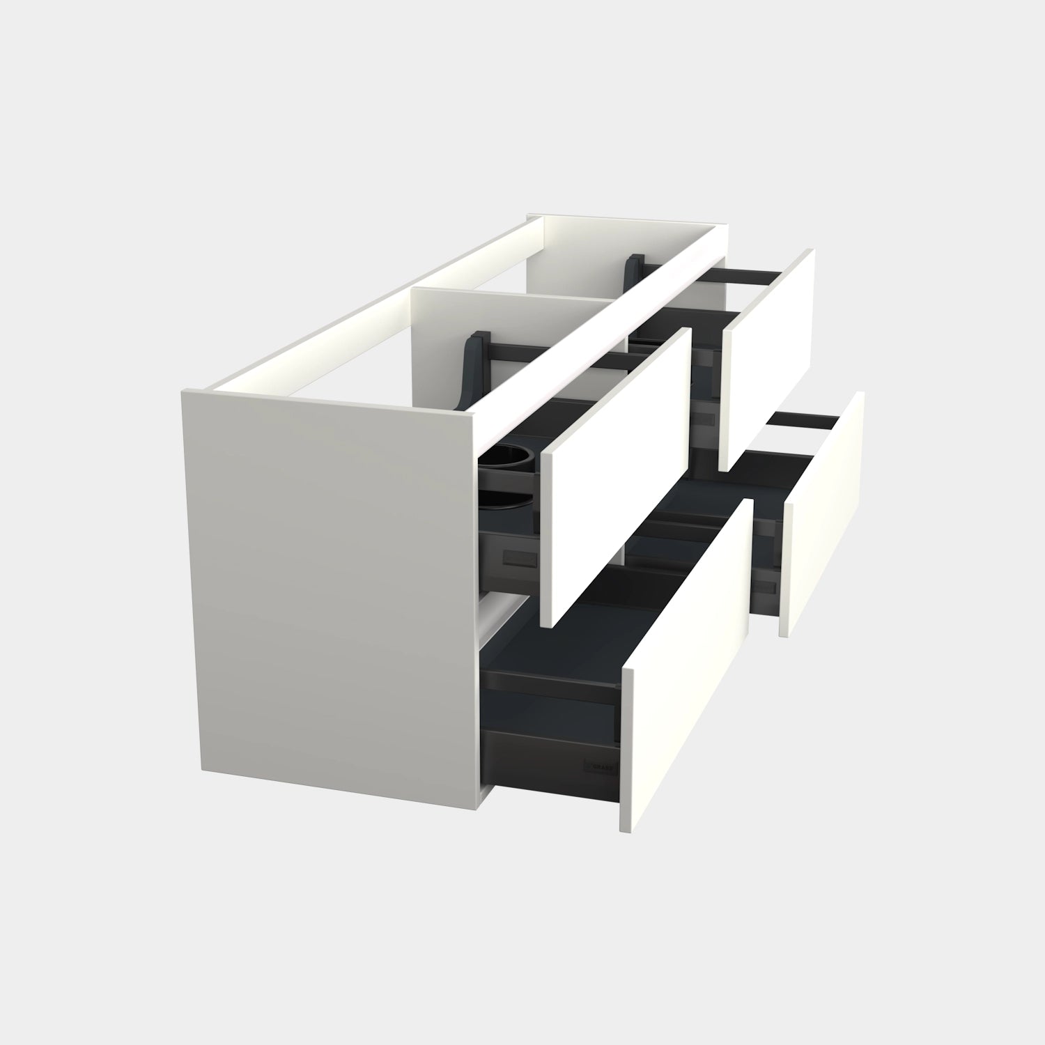 Dutchline Badmeubel Onderkast Mat Wit 200X46Cm 4 Lades 2 Uitsparingen