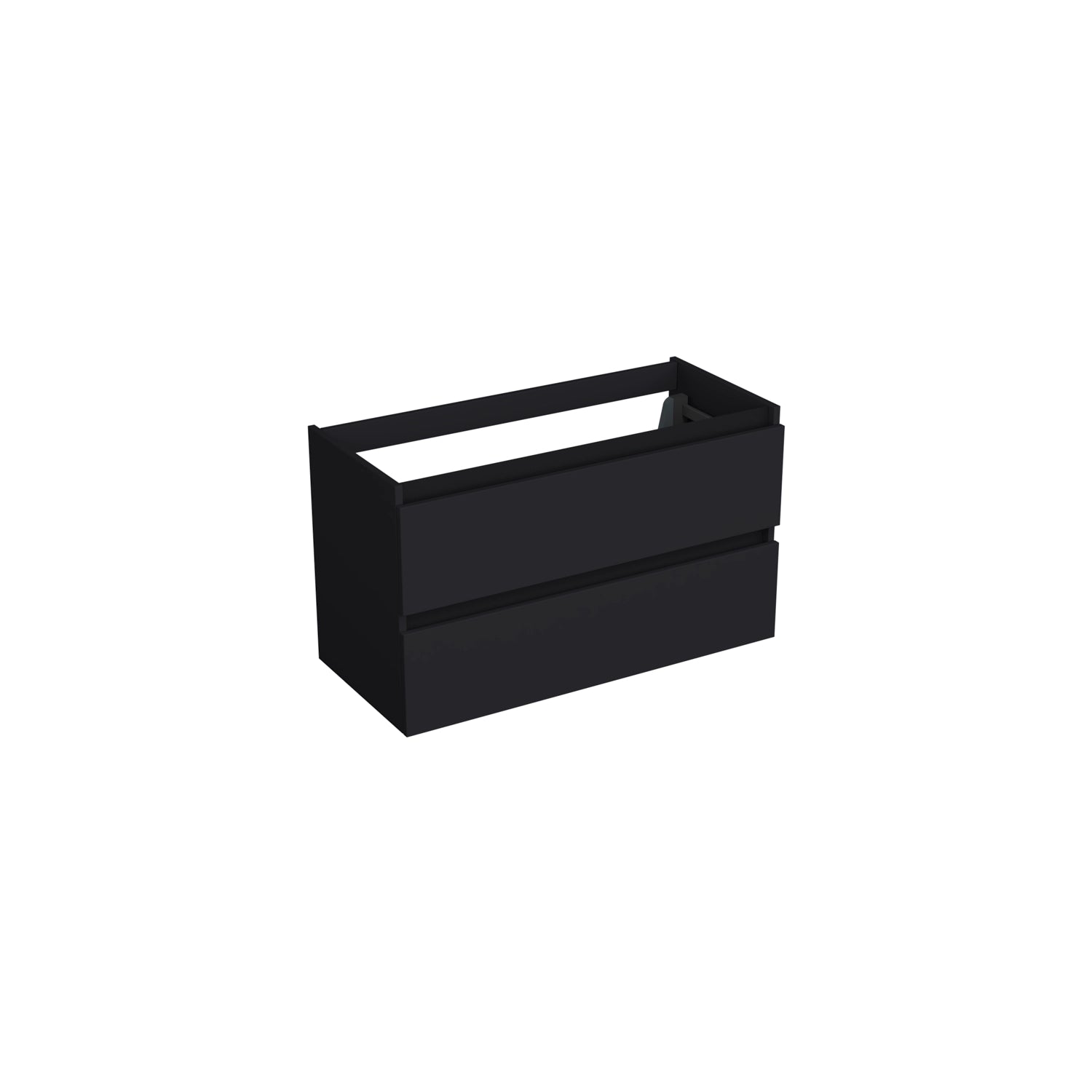 Dutchline Badmeubel Onderkast Mat Zwart 100X46Cm 2 Lades 1 Uitsparing