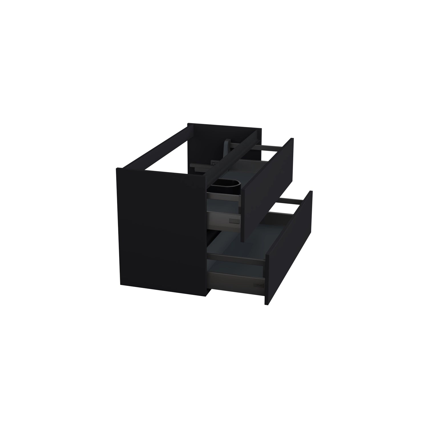 Dutchline Badmeubel Onderkast Mat Zwart 100X46Cm 2 Lades 1 Uitsparing