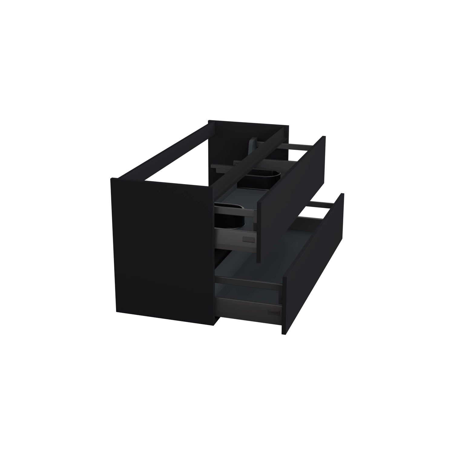 Dutchline Badmeubel Onderkast Mat Zwart 120X46Cm 2 Lades 2 Uitsparingen