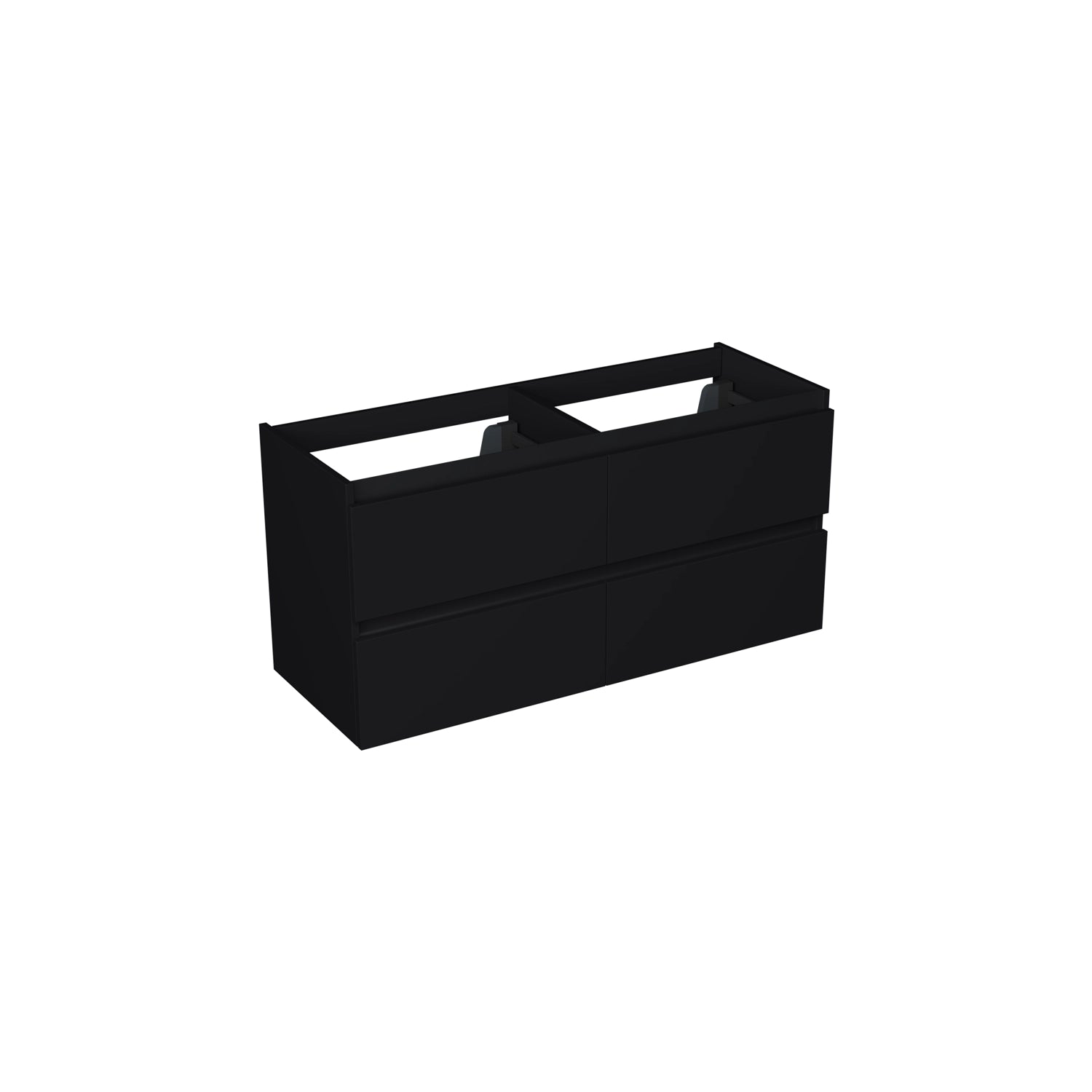 Dutchline Badmeubel Onderkast Mat Zwart 120X46Cm 4 Lades 2 Uitsparingen