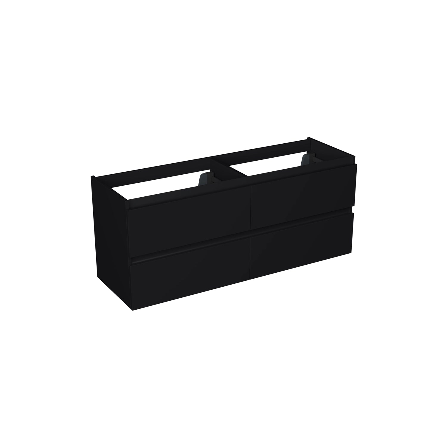 Dutchline Badmeubel Onderkast Mat Zwart 140X46Cm 4 Lades 2 Uitsparingen