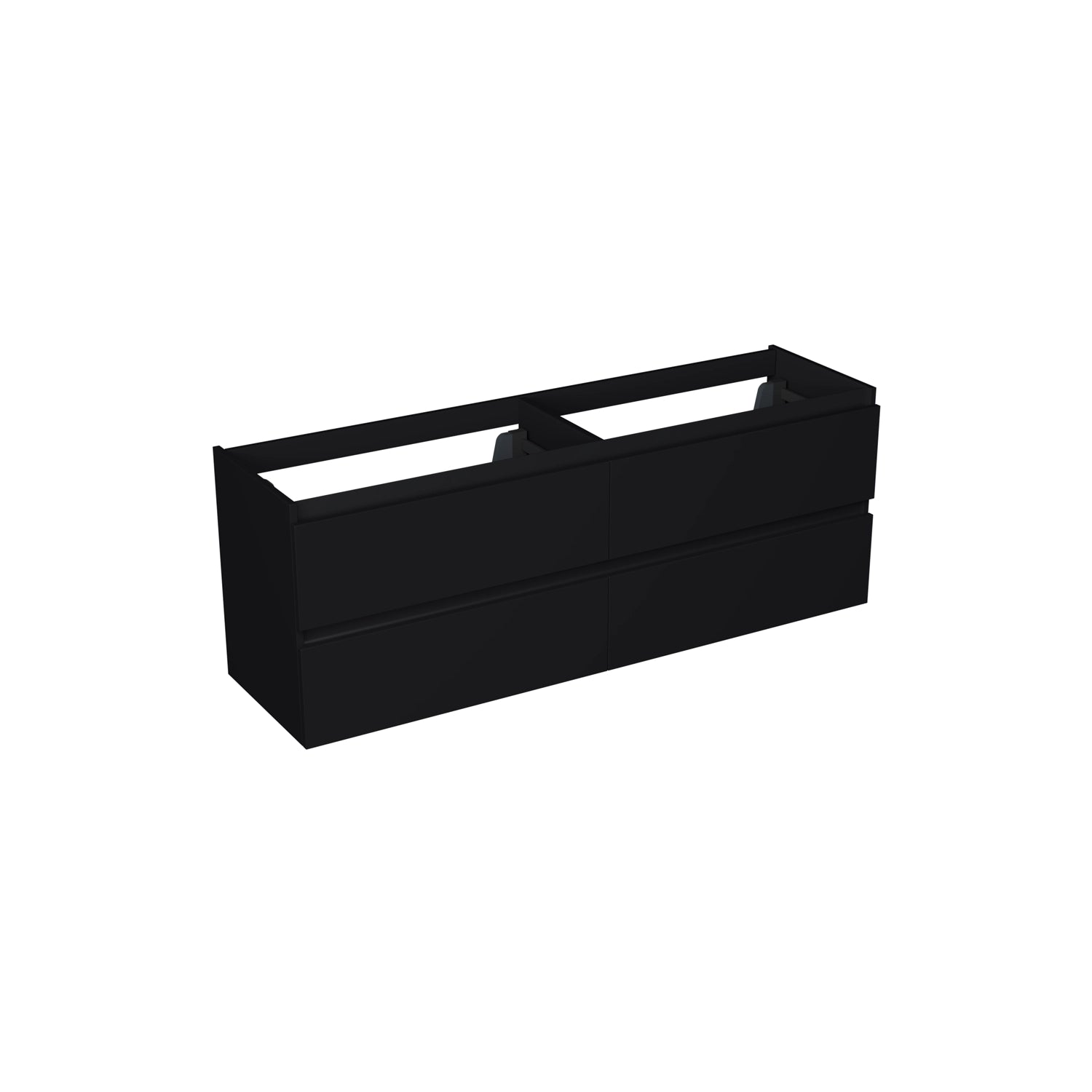 Dutchline Badmeubel Onderkast Mat Zwart 160X46Cm 4 Lades 2 Uitsparingen
