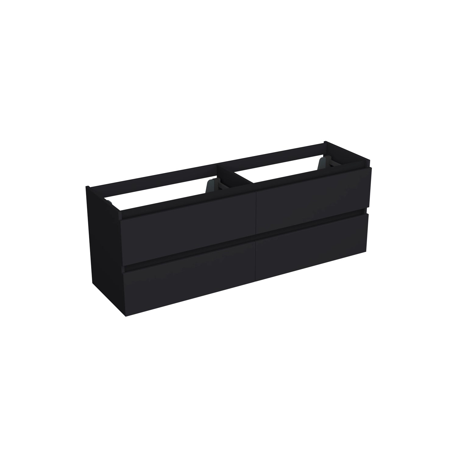 Dutchline Badmeubel Onderkast Mat Zwart 200X46Cm 4 Lades 2 Uitsparingen