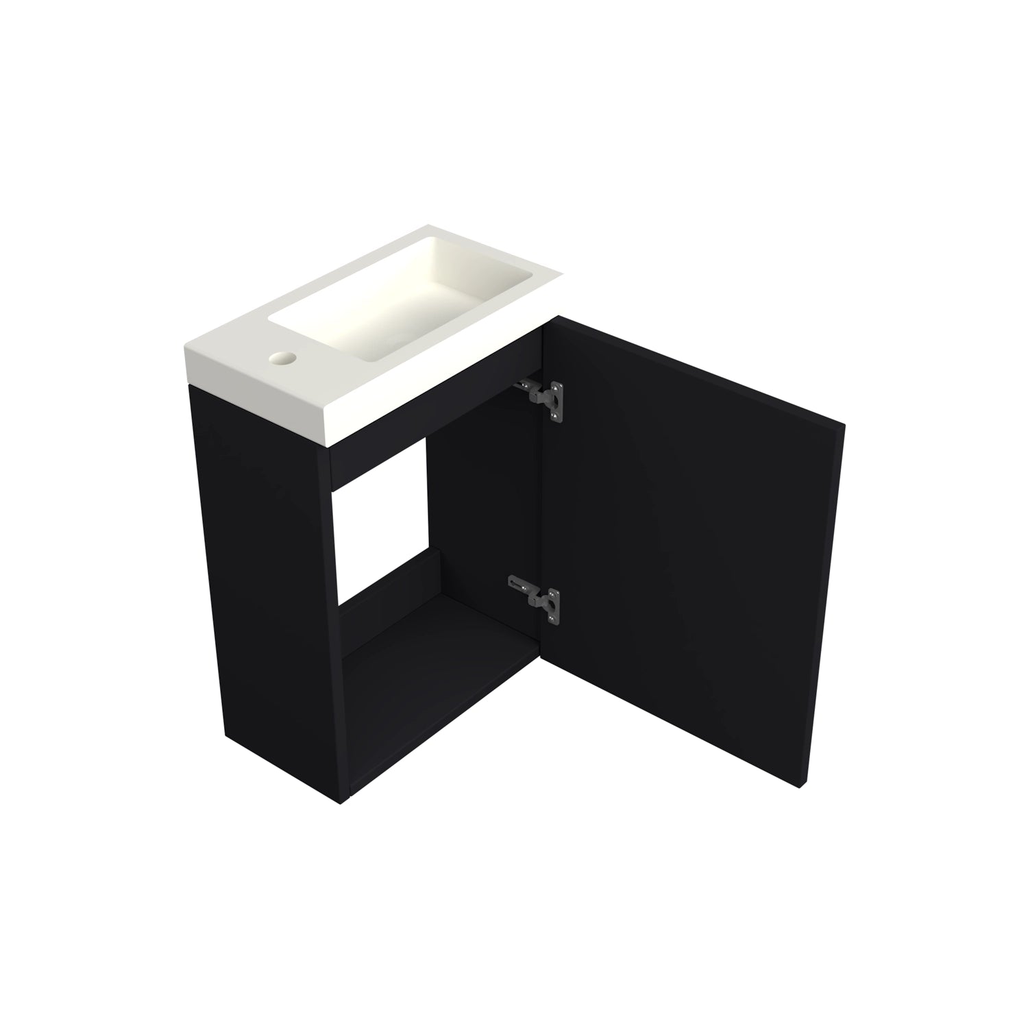 Dutchline Badmeubel Onderkast Mat Zwart 36X18Cm 1 Deur (Links/Rechts)